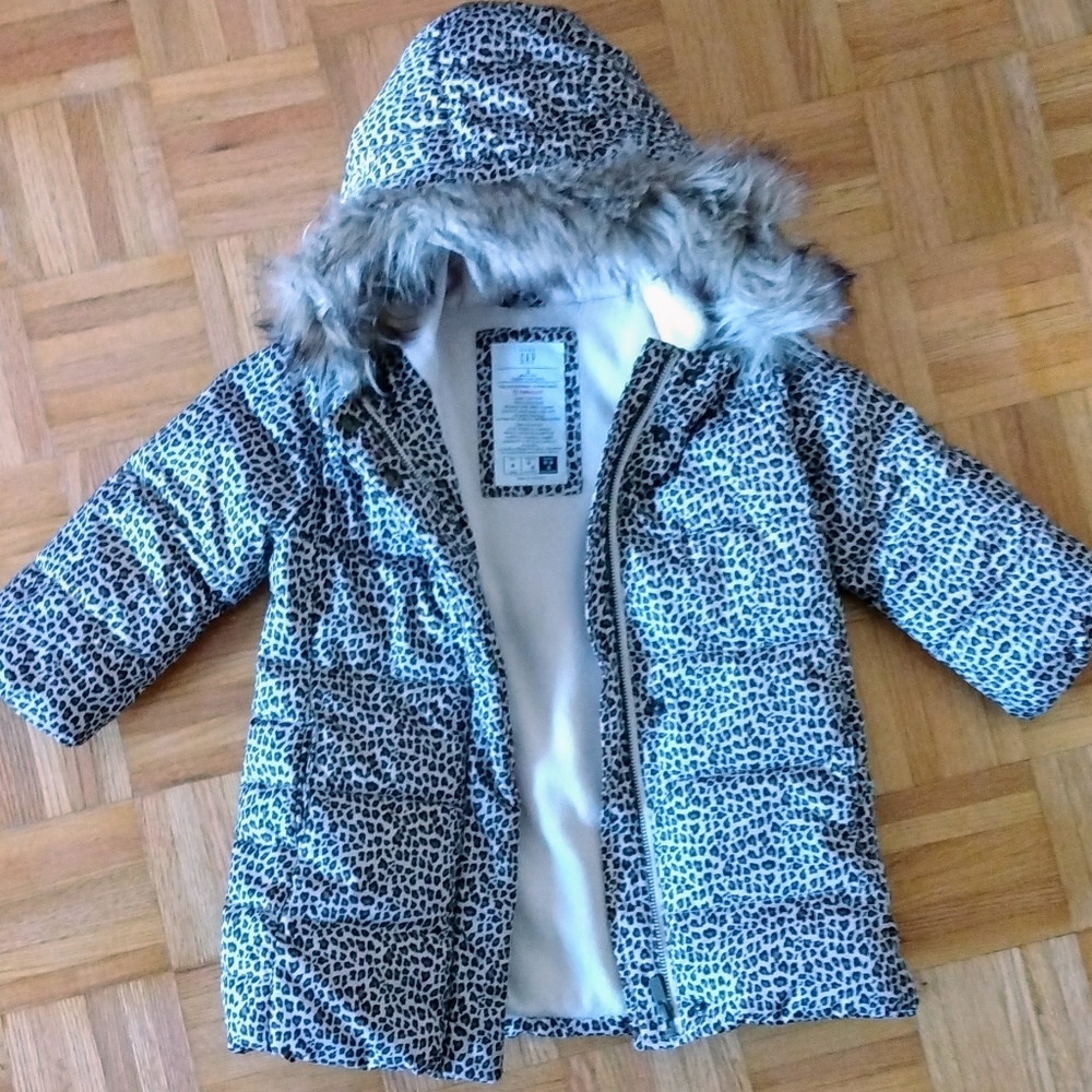 Baby Gap leopard print water resistant puffer winter jacket